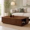 Kingsley Sheesham Wood Geometric Chevron Coffee Table in Walnut Finish