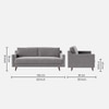 Reiti Velvet 2 Seater Sofa in Grey Colour