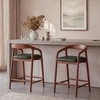 Zen Solid Wood Bar Stool (Honey Finish, Olive Leatherette Colour)