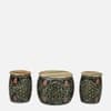Noir Heritage Painted Metal Coffee Table with 4 Stools in Multi Finish Set of 5