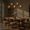 Hexad 5 Series Brown Solid Wood Cluster Hanging Light