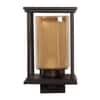 Eliante Kaaf Wood And Iron Wall Light With Glass In Brown Colour