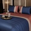 Stoa Paris 300TC UltrSatin King Size Bedsheet with 2 Pillow Covers Satin King Navy Blue Caramel