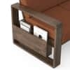Moreno 3 Seater Solid Wood Sofa in Danish Walnut Finish and Terracotta Stripe Fabric