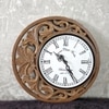 Side Engineered Wood Moon Clock in Brown Colour