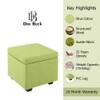 Doe Buck Hutcheson Upholstered Storage Ottoman Cube in Sage Colour