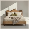 Solara Wave Luxe King Size Bed in velvet With Oak wood Frame & Hydraulic Storage
