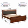 Vrinda Solid Wood King Size Bed With Non-Storage In Honey Oak Finish 72 x 75 inch