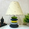 Multicolour Handpainted And Hancarved Distress Wooden Stone Finish Table Lamp