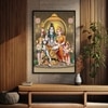 The Castle Decor Lord Shiva Parivar Wall Painting Framed Artwork 20x30 Inch Style 4