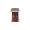 Dayton Sheesham Wood Accent Square Set of 2   Stools in Grey Cotton Velvet Upholstery