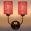 Devansh Metal Electric Wall Light in Gold Colour with Maroon Shade Count of 2 Lights