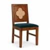 Globally Indian Margaux Solid Sheesham Wood 6 Seater Dining Table Set 6 Chairs Teal Blue