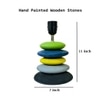 Pebble Dotted Green Yellow Blend Wooden Table Lamp in Multicolor