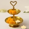 Metalsmith Two Tier Serveware Stand with Heart Handle Gold Finish