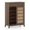 Fujiwara 20 Pair Solid Wood and Cane Shoe Cabinet With Drawer In Danish Walnut Finish