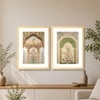 Mughal Jharokha Set of 2 Framed Posters Peacock Floral Art 45x60 cm