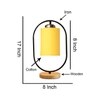 Devansh Yellow Cotton Drum Wooden & Iron Table Lamp -17 Inch Height -E