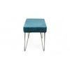 Belmont Sheesham Wood Accent 3 Seater Bench With Metal Legs In Turquoise Sea Velvet