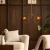 Lior Handicrafted Pendant Lamp in Antique Silver Brass finish and Amber Colour