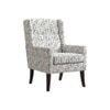 Joan Printed Human Canvas Fabric Wing Chair in White Colour