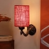 Devansh Metal Electric Wall Light in Antique Gold Colour with Maroon Shade Count of 1 Light