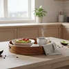 AJ Exports Premium Solid Acacia Wood Round Tray with Raised Security Edges Handcrafted