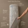Blue Ivory Abstract Wool Silk Hand Tufted Area Rug for Living Room Bedroom 10x14