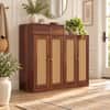 Danta Sheesham Wood  4 Door 1 Drawer Cabinet In Provincial Teak Finish  with Rattan Door