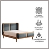 Valerio Duo-Panel Luxe Queen Size Bed in Grey Blue colour Velvet with Oak wood Frame