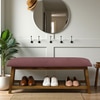 Svolvær Solid Wood Shoe Rack with Seating in Walnut Brown finish