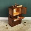 D'Dass Multi Color Mdf and Sheesham Wooden Temple With Cabinet For Pooja