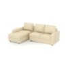 Apollo Leatherette Sectional Sofa (Colour : Cream, Cushion : Soft, Seating Capacity : Left Aligned 2 Seater + Left Aligned Chaise + Ottoman)