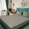 Beige Floral 180 TC Fitted 1 King  Bedsheet with 2 Pillow Covers