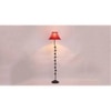 Zinnia Red Fabric Floor Lamp with Black Iron Base