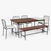 Covent Garden Mild Steel Outdoor Dining Table with Four Chairs and Bench in Grey Colour
