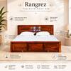 Rangrez Sheesham Wood King Size Bed in Honey Oak Finish with Box Storage