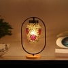 Devansh Multicolor Glass Wooden & Iron  Table Lamp -17 Inch Height  -R