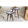 Warli Chitra Round Nesting Tables with Wooden Legs, Side Tables, Wooden Tables, Living Room Decor by A Tiny Mistake