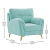 Osbert Velvet 1 Seater Sofa in Tourquise Color