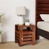 Harvey Sheesham Wood Contemporary Bedside Table End Table In Natural Teak Finish
