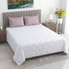 White And Lavender Shade  Floral Cotton 400 Tc Flat  Super King Size Bedsheet With 2 Pillow Covers