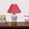Devansh Conical Pink Jute Shade Lamp With Wood & Mosaic Glass Base For Decoration/Office/Home/Gifting/Study For Decoration/Office/Home/Gifting/Study -(10X10X14.5) Inches -A