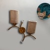 Devansh Metal Electric Wall Light in Gold Colour with Beige Shade Count of 2 Lights
