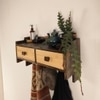 Golden Oak Wooden Wall Shelf With Drawers & Key Holders
