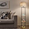 Gallow Metal Multiutility Shelf Floor Lamp With Beige Cotton Shade