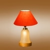 Devansh Conical Orange Cotton Shade Lamp With Wood & Mosaic Glass Base For Decoration/Office/Home/Gifting/Study For Decoration/Office/Home/Gifting/Study -(10X10X14.5) Inches -A
