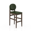 Pabi Solid Wood Bar Chair In Danish Walnut Finish with Olive Leatherette Colour