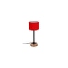Rene Red Fabric Shade Table Lamp with Natural Wood & Iron Base