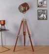 Wooden Spot Light Floor Lamp in Brown Shade